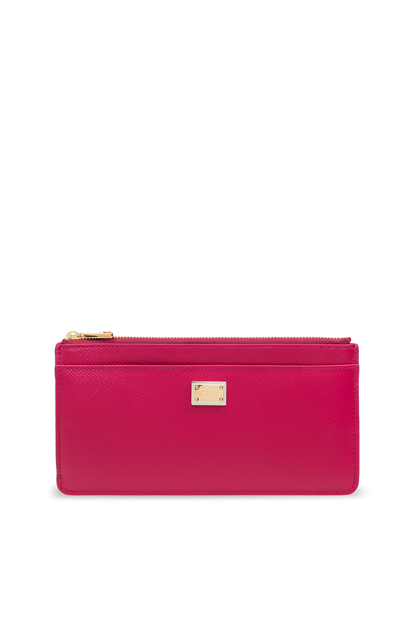 Pink Leather wallet with logo application dolce zip-front